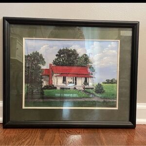 Old Country House And Field An Original Painting Signed Sue Connelly 1988 Framed